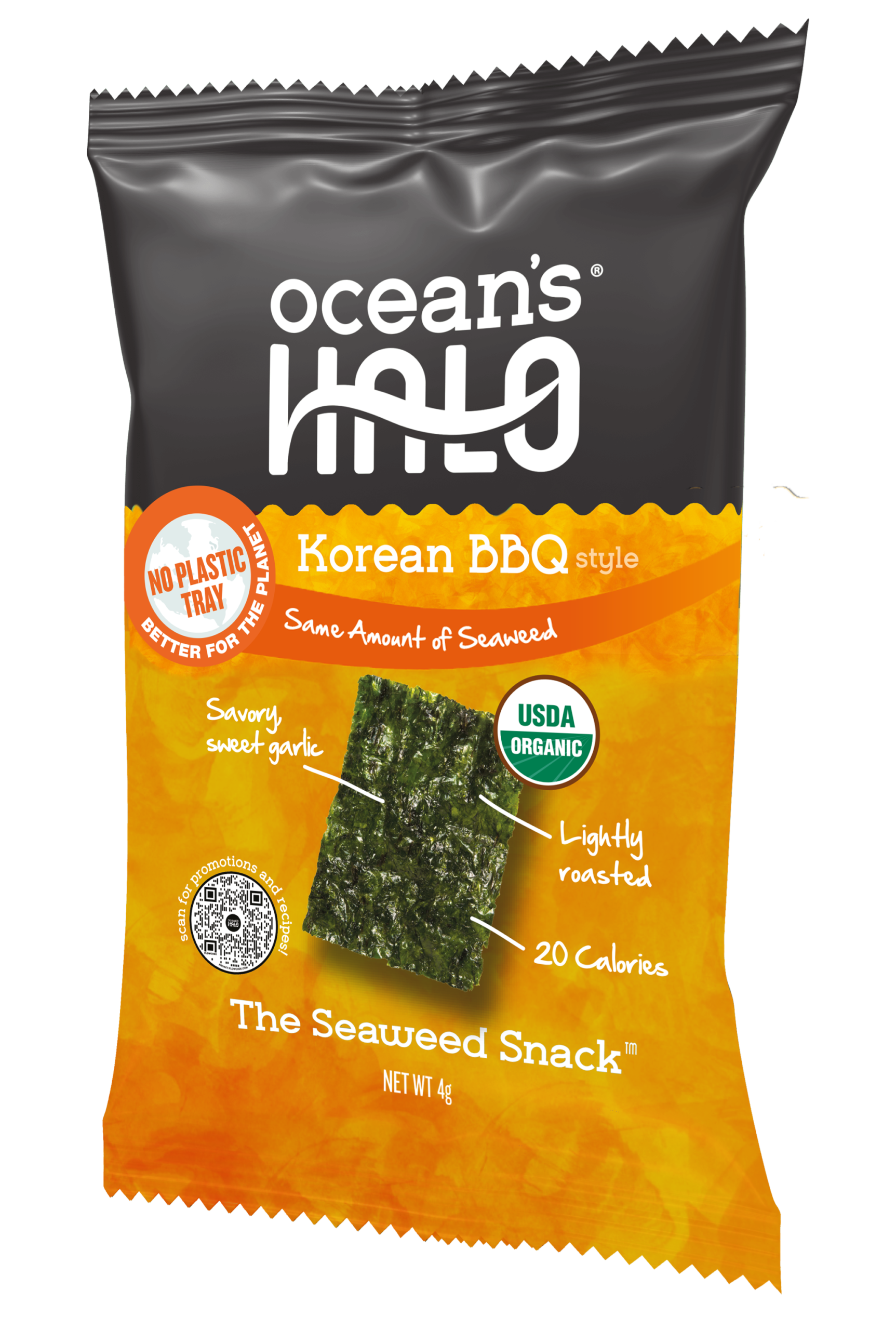 Oceans Halo Korean BBQ style Seaweed Snack: USDA Organic, Lightly Roasted, Full of B-12 & Iodine, 20 calories