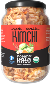 Ocean's Halo Organic and Shredded shelf-stable Kimchi, 1 percent for the planet, USDA Organic