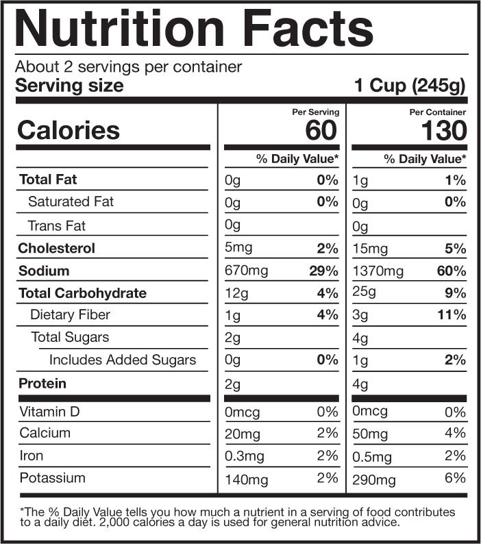 See nutrition tab