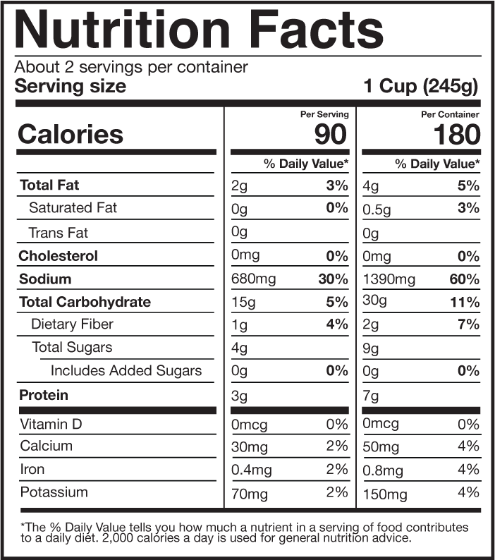 See nutrition tab