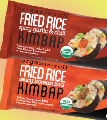 Fried Rice Spicy garlic and chili kimbap roll and fried rice saucy korean bbq kimbap roll.
