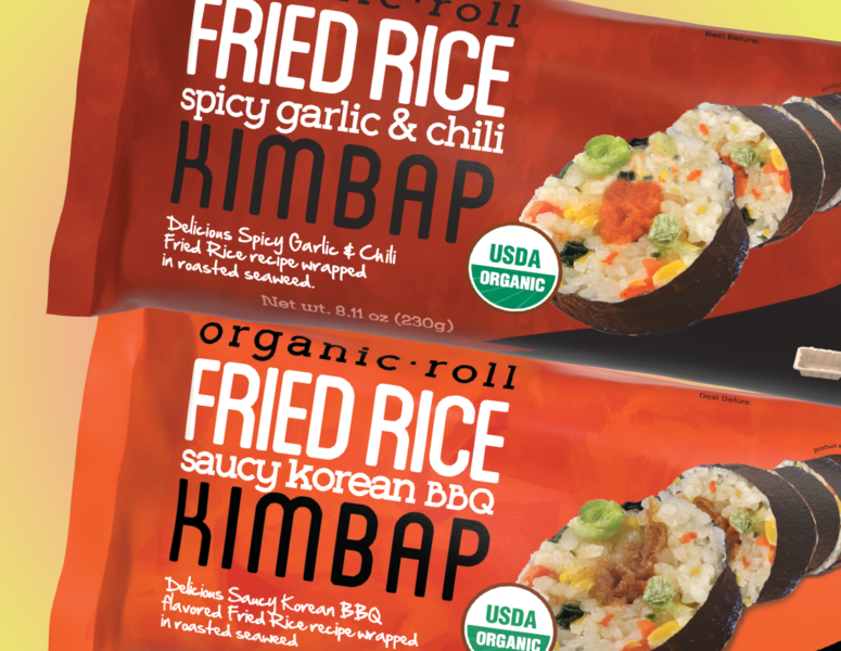 Fried Rice Spicy garlic and chili kimbap roll and fried rice saucy korean bbq kimbap roll.