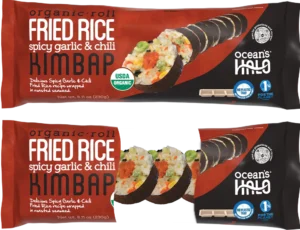 Spicy garlic and chili fried rice kimbap roll