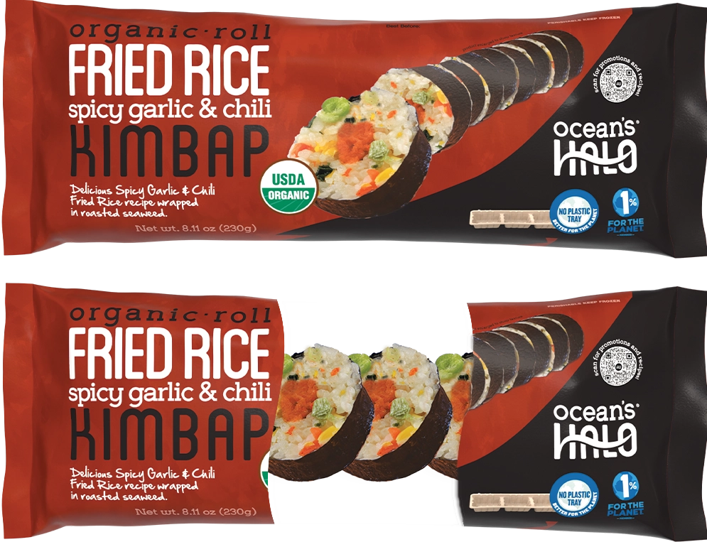 Spicy garlic and chili fried rice kimbap roll