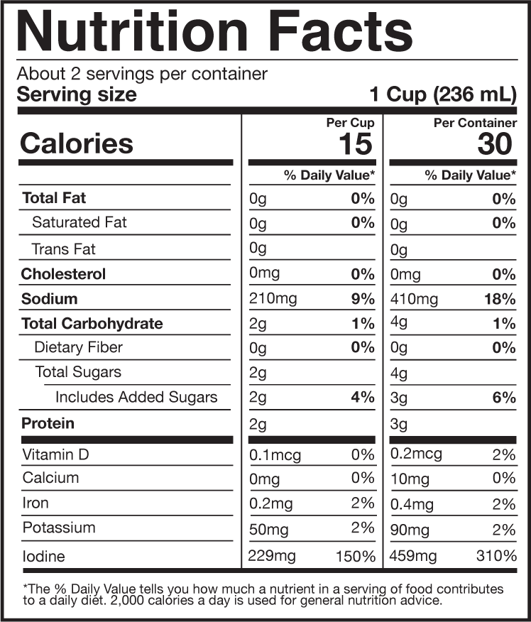 traditional dashi nutrition fact panel, see nutrition tab for more information.
