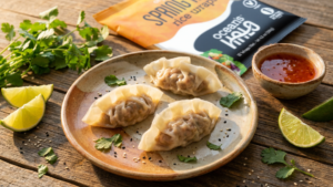 rice paper dumplings on a plate